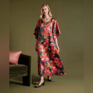 Frances Valentine Floral Red and Black Dress
